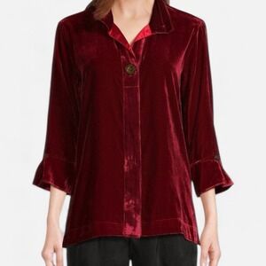 John Mark Red Velvet Blouse Women's 1X